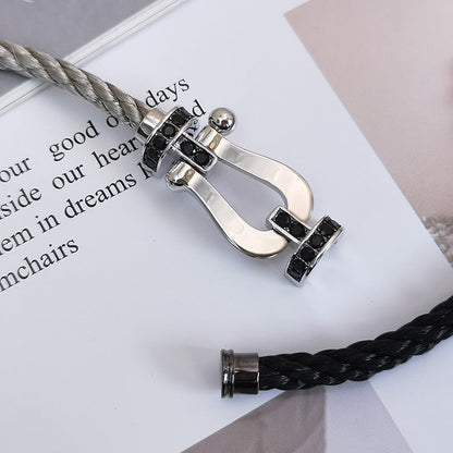 [LUCKY LOVE]FORCE LARGE HORSESHOE BLACK DIAMOND BRACELET SILVER