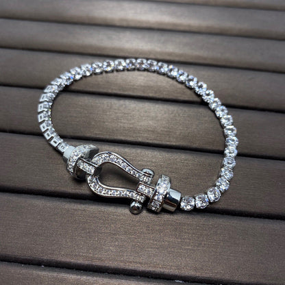 [LUCKY LOVE]FORCE  LARGE HORSESHOE FULL DIAMOND TENNIS BRACELET