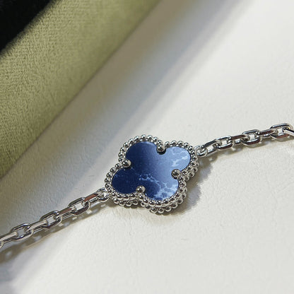 [LUCKY LOVE]CLOVER 5 MOTIF PIETERSITE SILVER BRACELET
