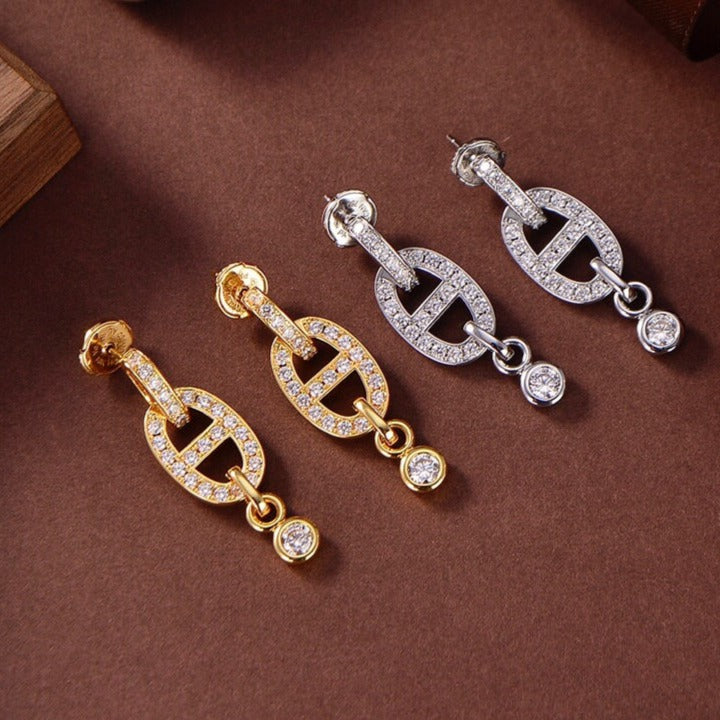 [LUCKY LOVE]HM CHAINE DIAMOND EARRINGS
