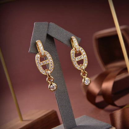 [LUCKY LOVE]HM CHAINE DIAMOND EARRINGS