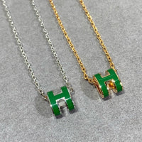 [LUCKY LOVE]POP H GREEN NECKLACE SILVER AND GOLD