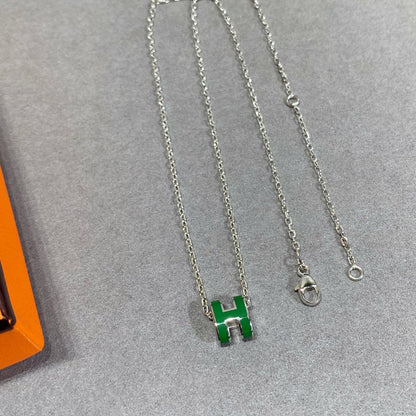 [LUCKY LOVE]POP H GREEN NECKLACE SILVER AND GOLD