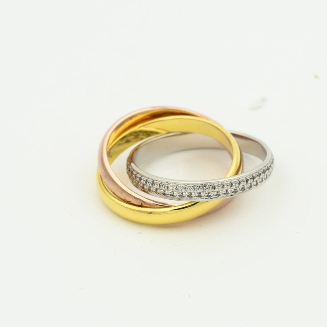 [LUCKY LOVE]TRINITY RING GOLD PINK GOLD SILVER DIAMONDS