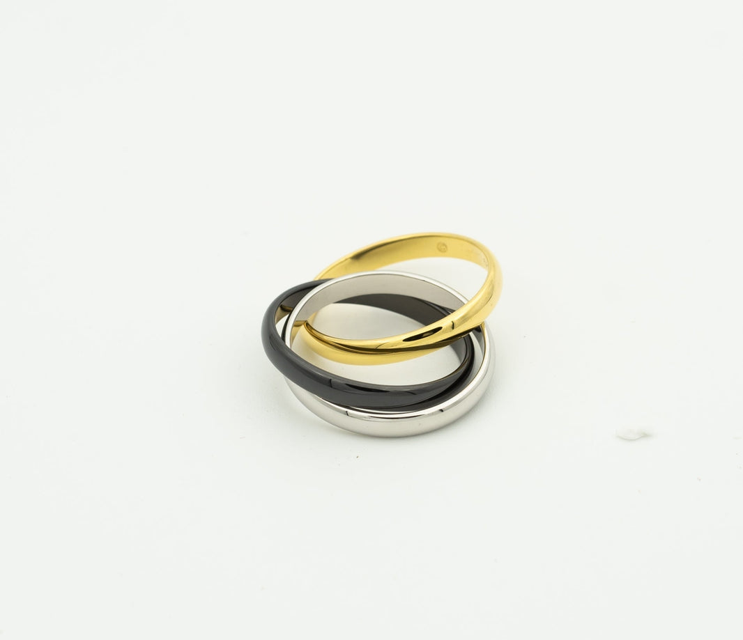 [LUCKY LOVE]TRINITY RING BLACK GOLD SILVER