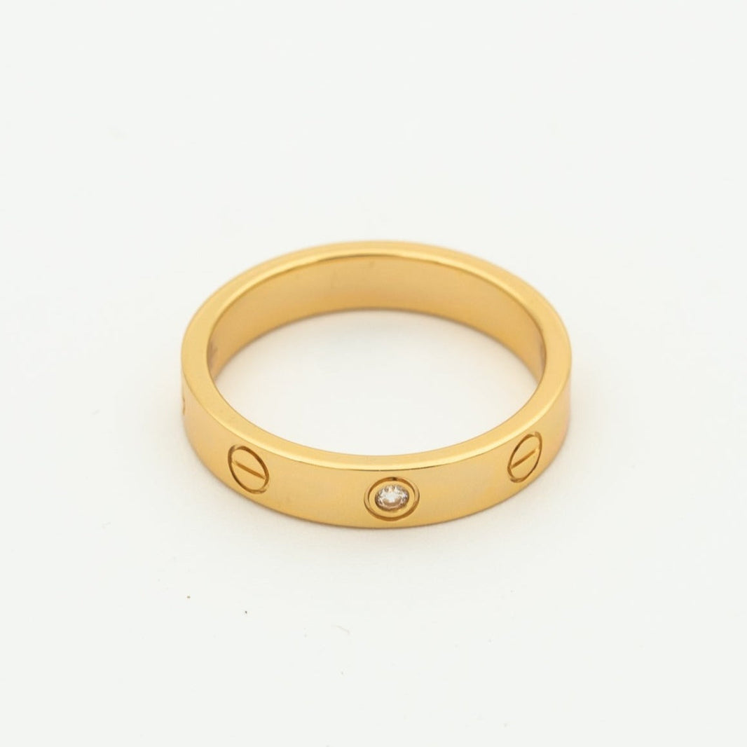 [LUCKY LOVE]LOVE RING 4MM 1 DIAMOND PINK GOLD