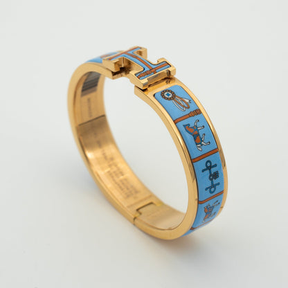 [LUCKY LOVE]H PINK GOLD BRACELET BLUE CERAMIC