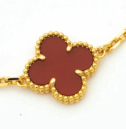[LUCKY LOVE]CLOVER  5 MOTIFS CARNELIAN GOLD BRACELET