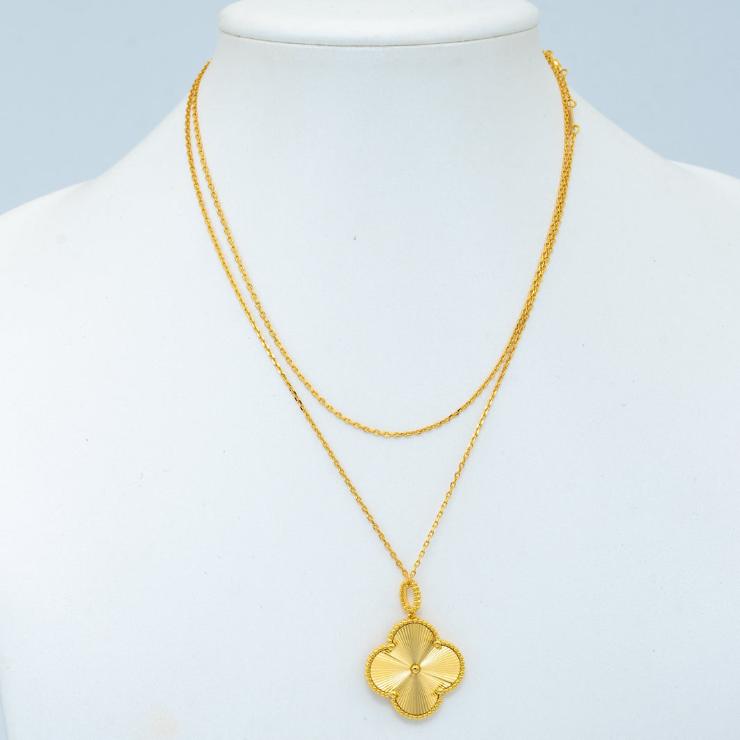 [LUCKY LOVE]CLOVER 25MM PEDANT NECKLACE GOLD