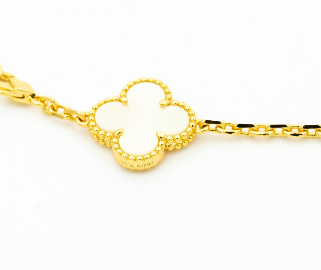 [LUCKY LOVE]CLOVER BRACELET 5 MOTIFS ONYX MOP