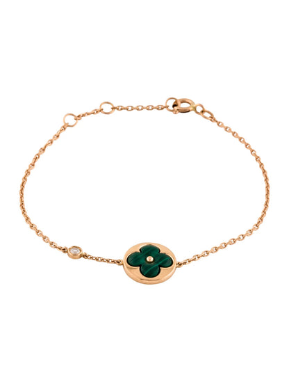 [LUCKY LOVE]SUN MALACHITE 1 DIAMOND PINK GOLD BRACELET