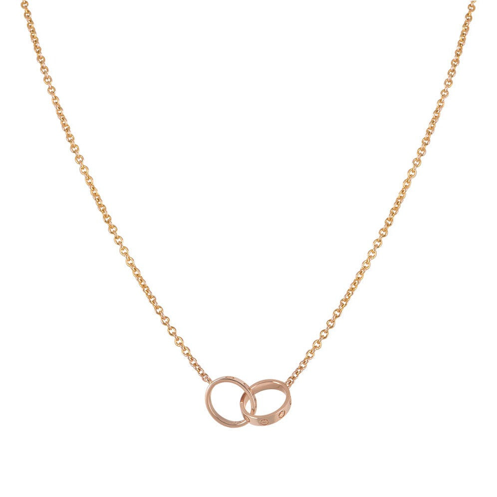 [LUCKY LOVE]LOVE NECKLACE DOUBLE RING PINK GOLD