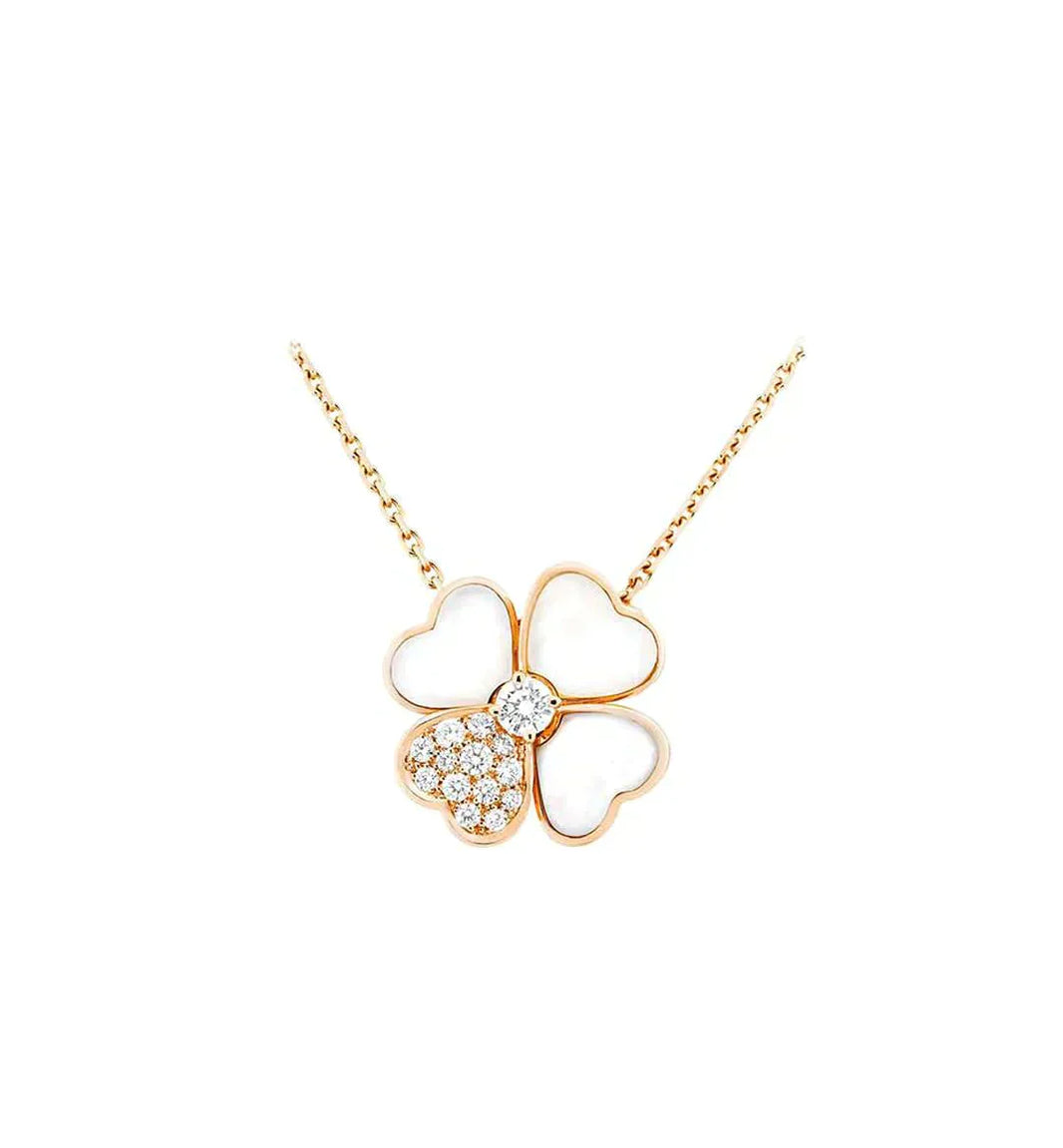 [LUCKY LOVE]CLOVER MOP DIAMOND ROSE GOLD NECKLACE