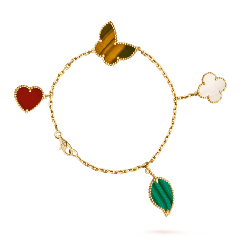 [LUCKY LOVE]LUCKY SPRING 5 MOTIF GOLD BRACELET