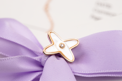 [LUCKY LOVE]JEUX DE WHITE MOP PINK GOLD DIAMOND EARRINGS