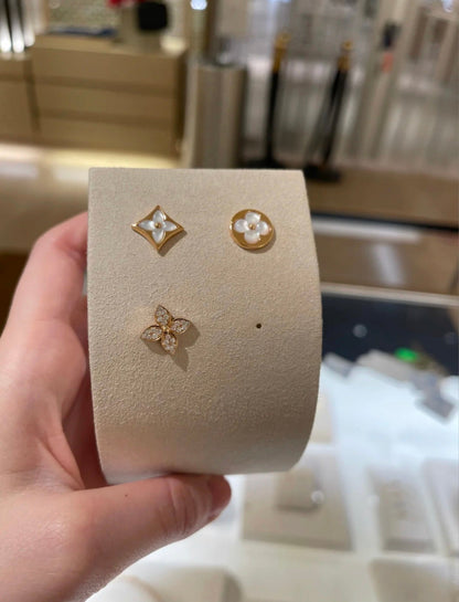 [LUCKY LOVE]STAR BLOSSOM STUD EARRINGS PINK GOLD DIAMONDS
