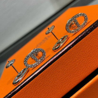 [LUCKY LOVE]HM FULL DIAMOND PIG NOSE STUD EARRINGS