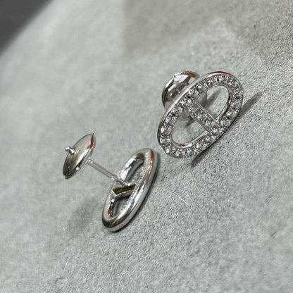 [LUCKY LOVE]HM FULL DIAMOND PIG NOSE STUD EARRINGS