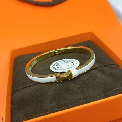 [LUCKY LOVE]CLASSIC HM CLIC WHITE 8MM ENAMEL BRACELET