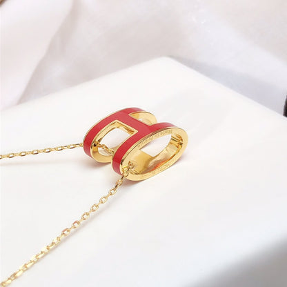 [LUCKY LOVE]HM CLIC RED ENAMEL GOLD NECKLACE