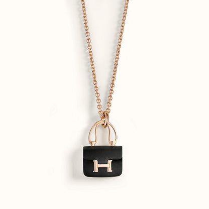 [LUCKY LOVE]CONSTANCE BLACK PEDANT PINK GOLD NECKLACE