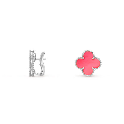 [LUCKY LOVE]CLOVER SILVER 15MM MOP EARRINGS COLLECTION