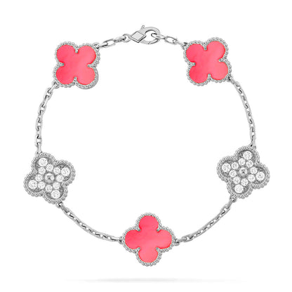[LUCKY LOVE]CLOVER DIAMOND SILVER BRACELET COLLECTION,5 MOTIFS