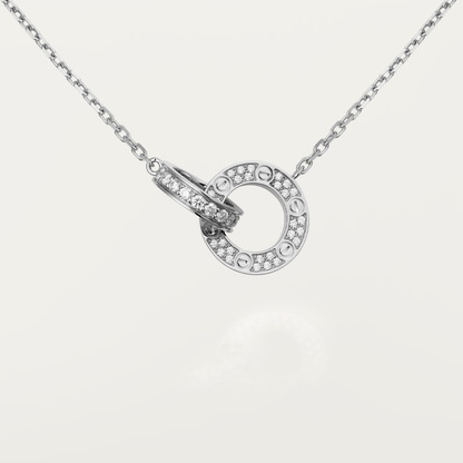 [LUCKY LOVE]LOVE 7.6MM NECKLACE ROSE GOLD AND SILVER  FULL DIAMOND