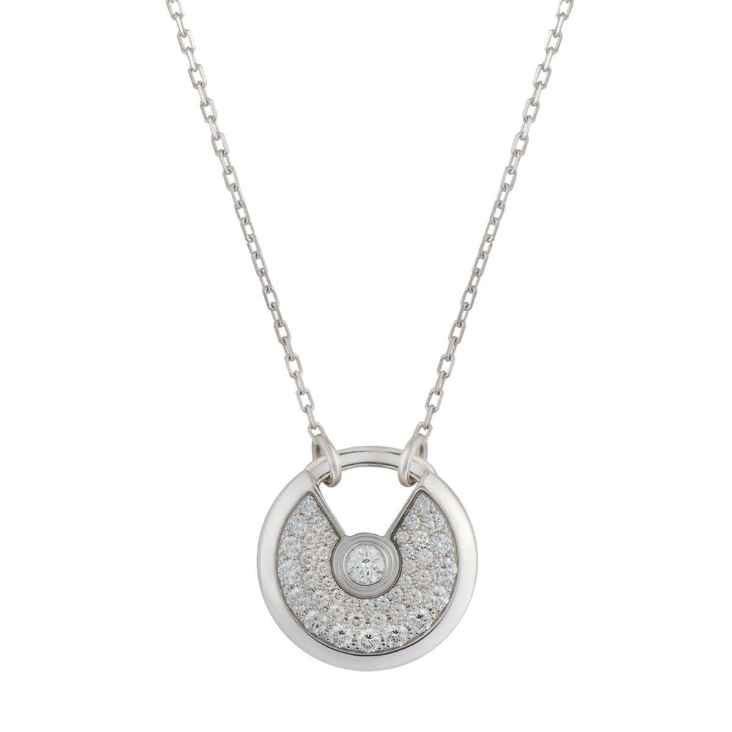 [LUCKY LOVE]AMULETTE SILVER FULL DIAMOND NECKLACE
