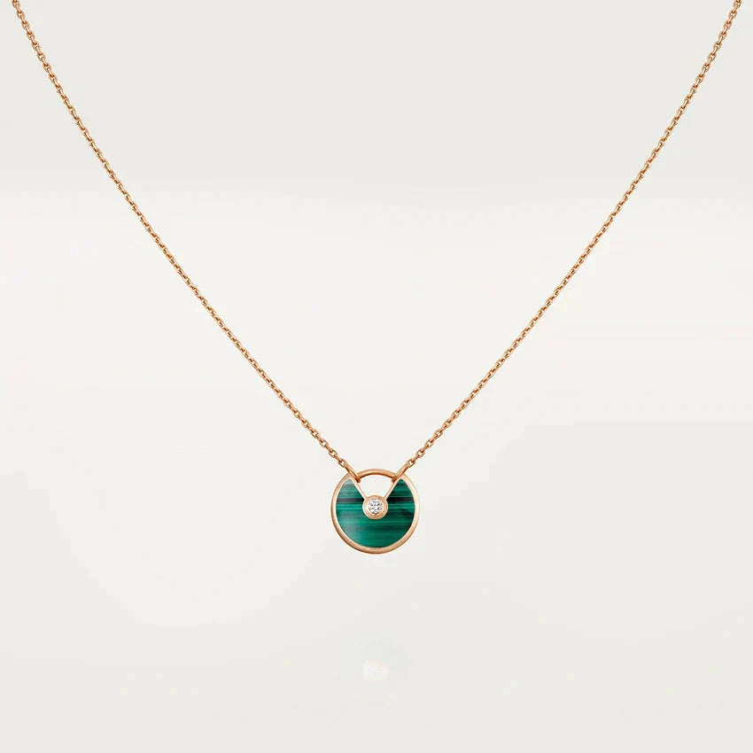 [LUCKY LOVE]AMULETTE ROSE GOLD MALACHITE NECKLACE