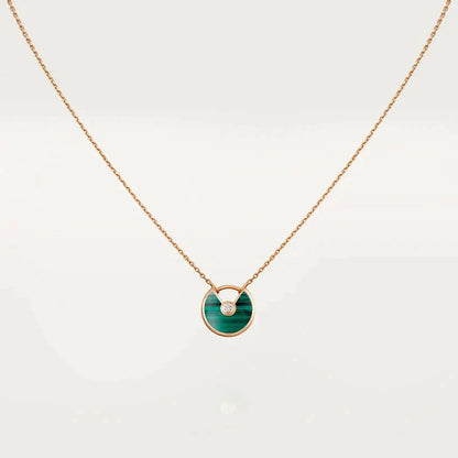 [LUCKY LOVE]AMULETTE ROSE GOLD MALACHITE NECKLACE