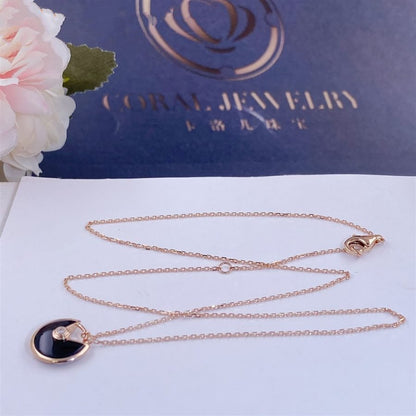 [LUCKY LOVE]AMULETTE ROSE GOLD ONYX NECKLACE