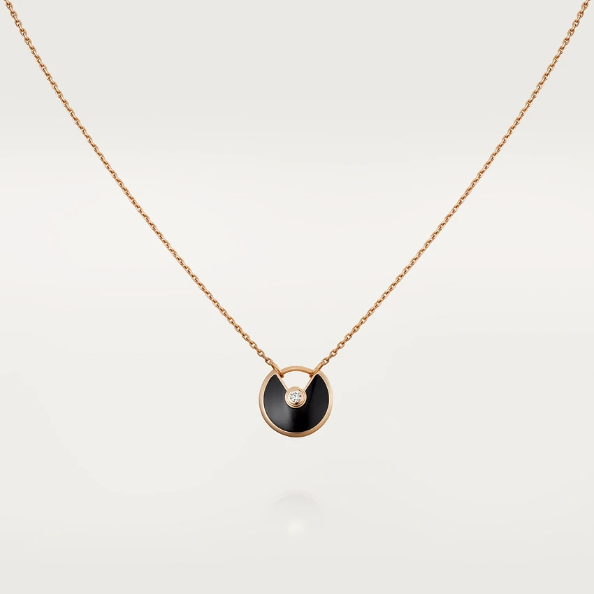 [LUCKY LOVE]AMULETTE ROSE GOLD ONYX NECKLACE