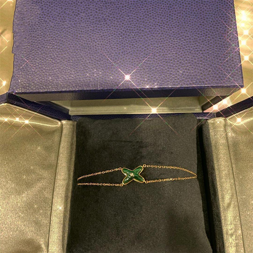 [LUCKY LOVE]JEUX BRACELET MALACHITE PINK GOLD 1 DIAMOND
