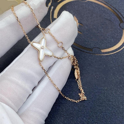 [LUCKY LOVE]JEUX BRACELET WHITE MOP PINK GOLD 1 DIAMOND