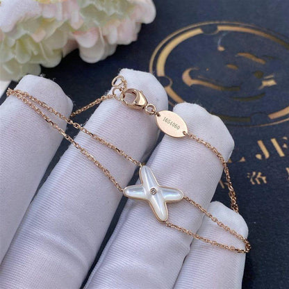 [LUCKY LOVE]JEUX BRACELET WHITE MOP PINK GOLD 1 DIAMOND