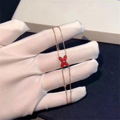 [LUCKY LOVE]JEUX BRACELET CARNELIAN PINK GOLD 1 DIAMOND