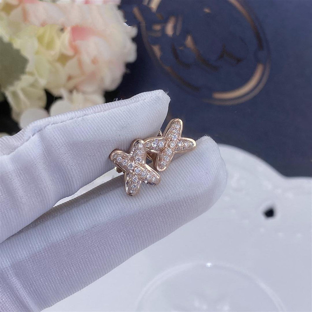 [LUCKY LOVE]JEUX DE PINK GOLD DIAMOND EARRINGS