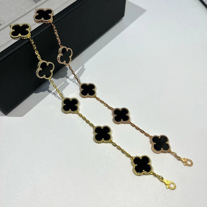 [LUCKY LOVE]CLOVER  5 MOTIFS BLACK ONYX BRACELET