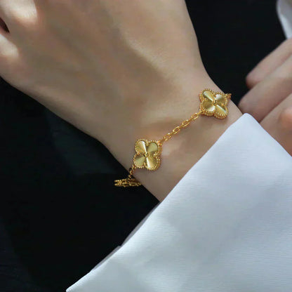 [LUCKY LOVE]CLOVER 5 FLOWERS LASER BRACELET