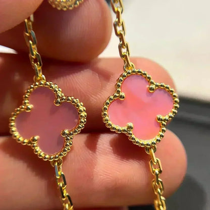 [LUCKY LOVE]CLOVER 5 PINK MOP BRACELET
