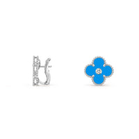 [LUCKY LOVE]CLOVER SILVER 15MM MOP DIAMOND EARRINGS COLLECTION