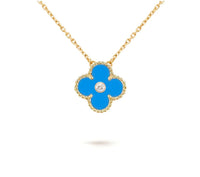 [LUCKY LOVE]CLOVER 15MM DIAMOND SINGLE FLOWER NECKLACE COLLECTION
