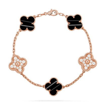 [LUCKY LOVE]CLOVER DIAMOND ROSE GOLD BRACELET COLLECTION,5 MOTIFS