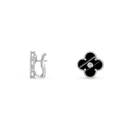 [LUCKY LOVE]CLOVER SILVER 15MM MOP DIAMOND EARRINGS COLLECTION