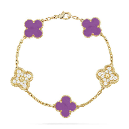 [LUCKY LOVE]CLOVER DIAMOND GOLD BRACELET COLLECTION,5 MOTIFS