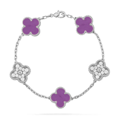 [LUCKY LOVE]CLOVER DIAMOND SILVER BRACELET COLLECTION,5 MOTIFS