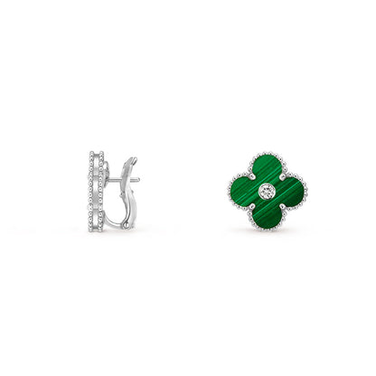 [LUCKY LOVE]CLOVER SILVER 15MM MOP DIAMOND EARRINGS COLLECTION