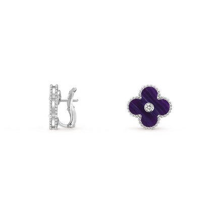 [LUCKY LOVE]CLOVER SILVER 15MM MOP DIAMOND EARRINGS COLLECTION