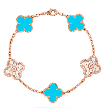 [LUCKY LOVE]CLOVER DIAMOND ROSE GOLD BRACELET COLLECTION,5 MOTIFS